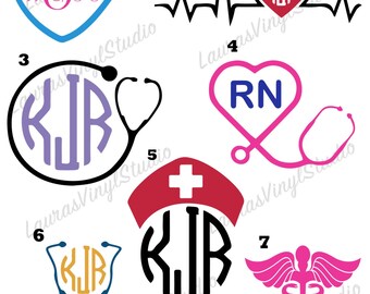 Unique nurse monogram decal related items | Etsy