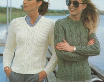 Womens Sweater Knitting Pattern : Ladies 32 34 36 38 40 and 42 inch bust - 81 86 91 97 102 and 107 cm - DK - Jumper - PDF Digital Download