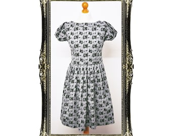 Vintage Inspired Retro Pug Print Tea Dress