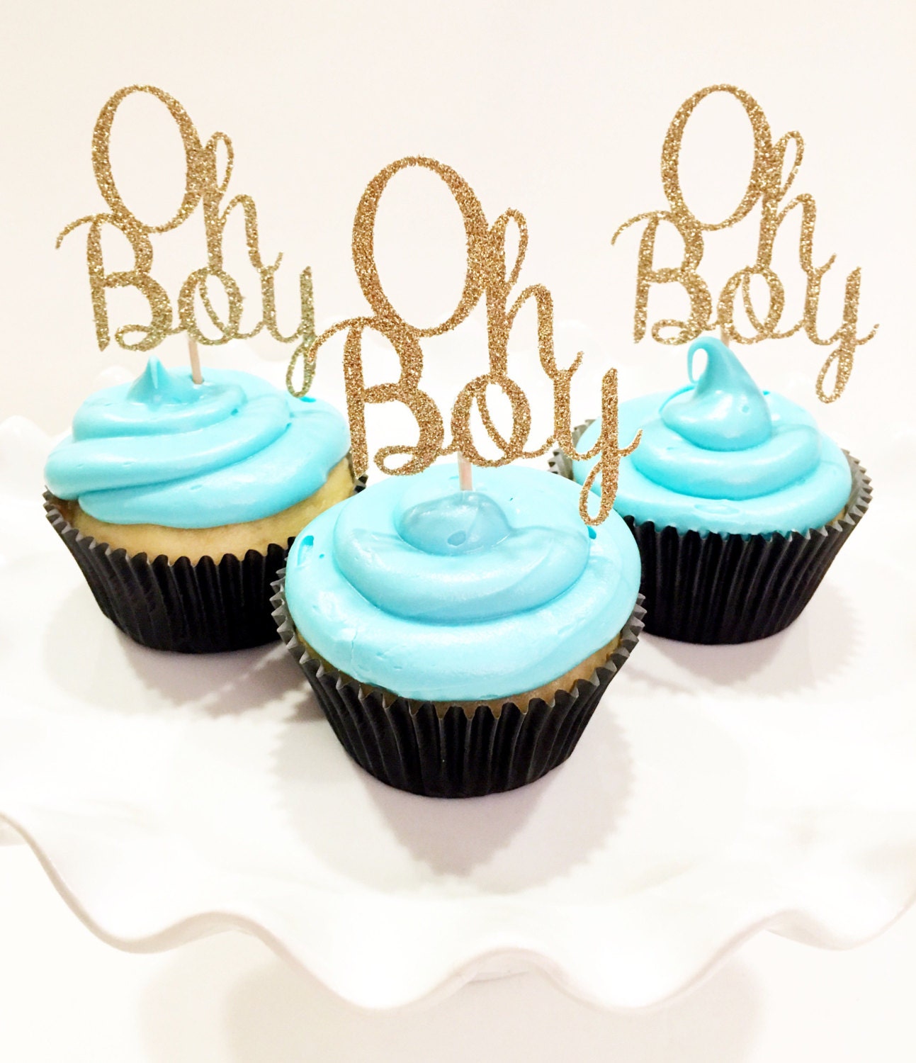 Oh Boy Cupcake Toppers / Cake Topper / Boy by GlitterDesignsCo