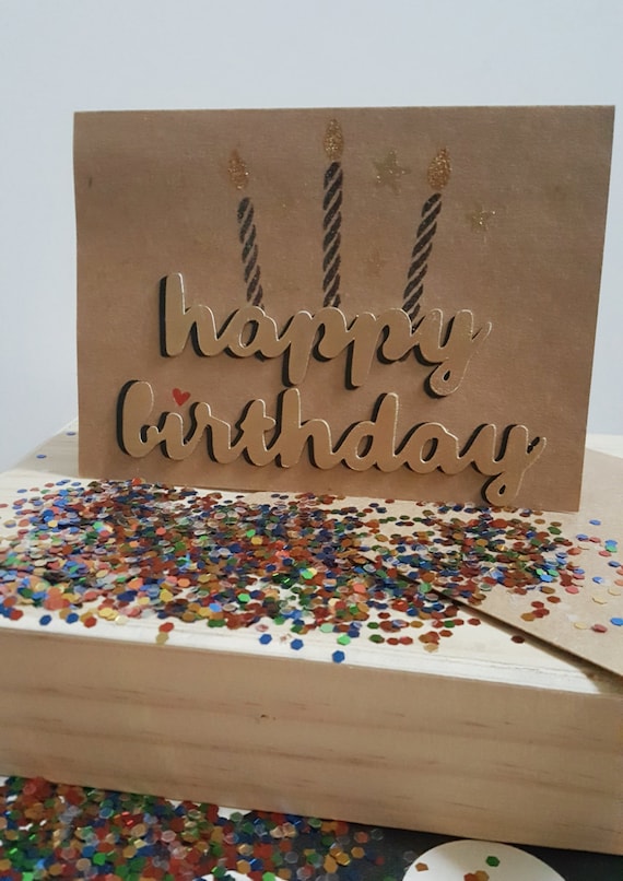 Happy Birthday Glitter Bomb Card w. Envelope Unassembled