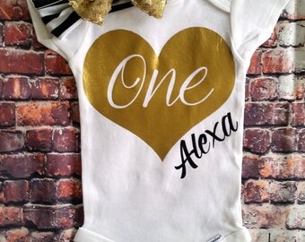 First birthday onesie, Girl's birthday onesie,