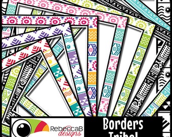 Tribal Clipart, Tribal Borders Clip Art, Borders, Tribal Patterns Clip Art, Tribal Frames, Printables