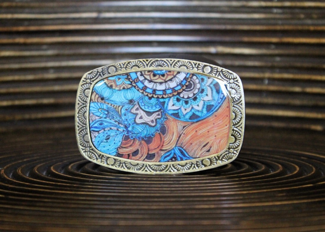 Belt Buckle Pattern print belt buckle by MixMatchBelts on Etsy
