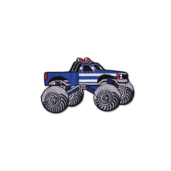 Monster Truck Patch Blue Monster Truck Embroidered Iron on