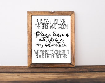 Wedding Printable - Wedding Bucket List Sign - Wedding Sign - Sign For Reception - Wedding Decor - Wedding Idea - Typography Print