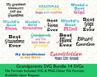 Grandparents SVG Bundle SVG and PNG files for Cutting Machines Silhouette Cameo Designer Edition or Cricut svg files Grandparent svg