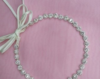 Bride Headband/Bridesmaid Headband/ Flower Girl Headband/ Rhinestone Sparkle Crystal Headband/Wedding Hair Jewelry/ Tieback Hairband/