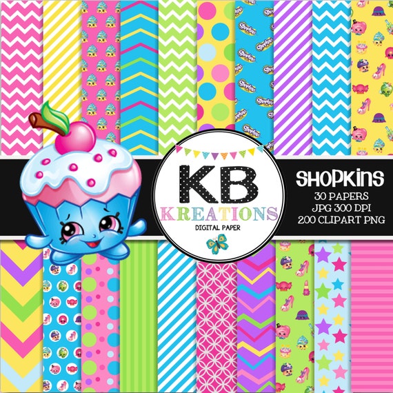Shopkins Digital Paper Pack 30 Papers 200 by KBKreations209