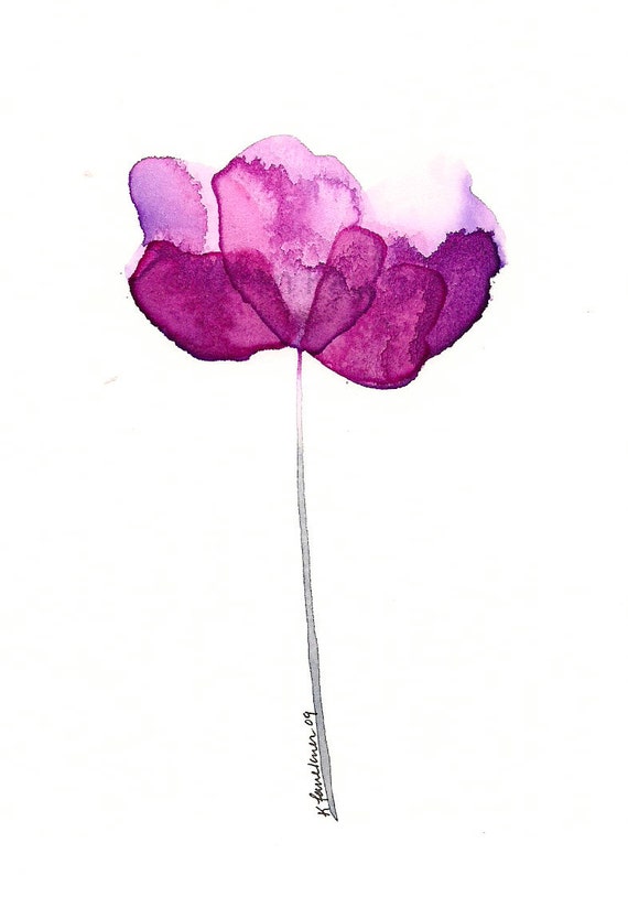 Watercolor flower art print Purple Petals