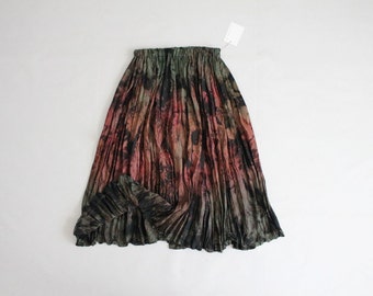 crinkled silk tie dye skirt | vintage silk skirt