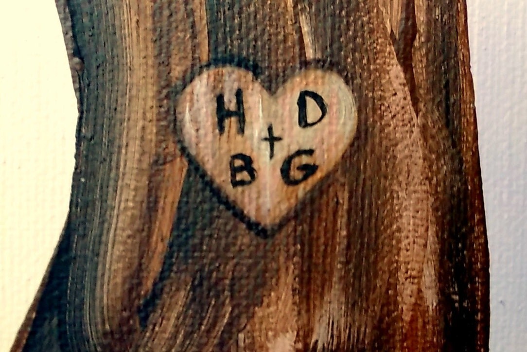 Custom Tree Painting featuring Carved Lovers