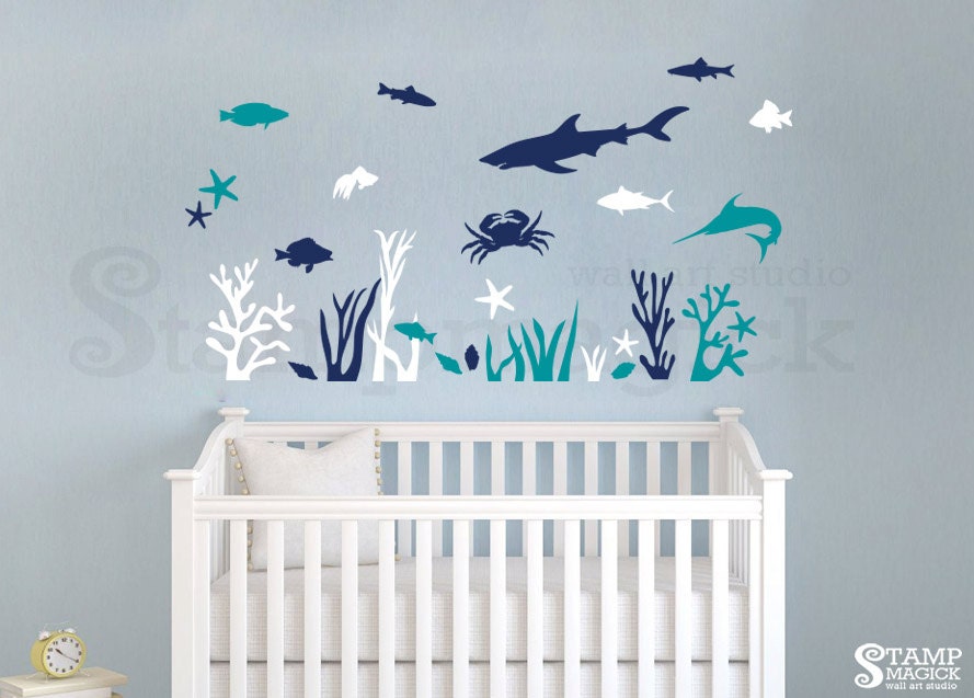 Underwater World Wall Decal for Nursery Baby Room Fish Sea