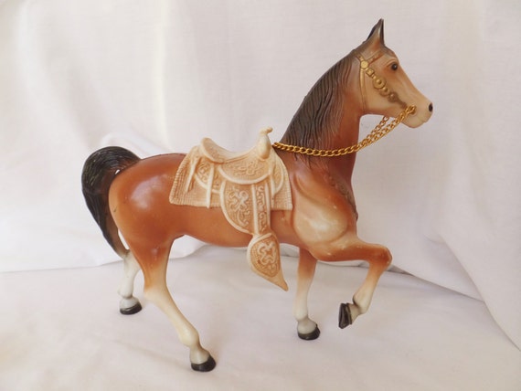 Vintage Horse Figurine With Saddle Vintage Toy Horse Bay Horse