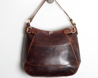 Leather Handbag large tote in Brown by TheLeatherStore on Etsy