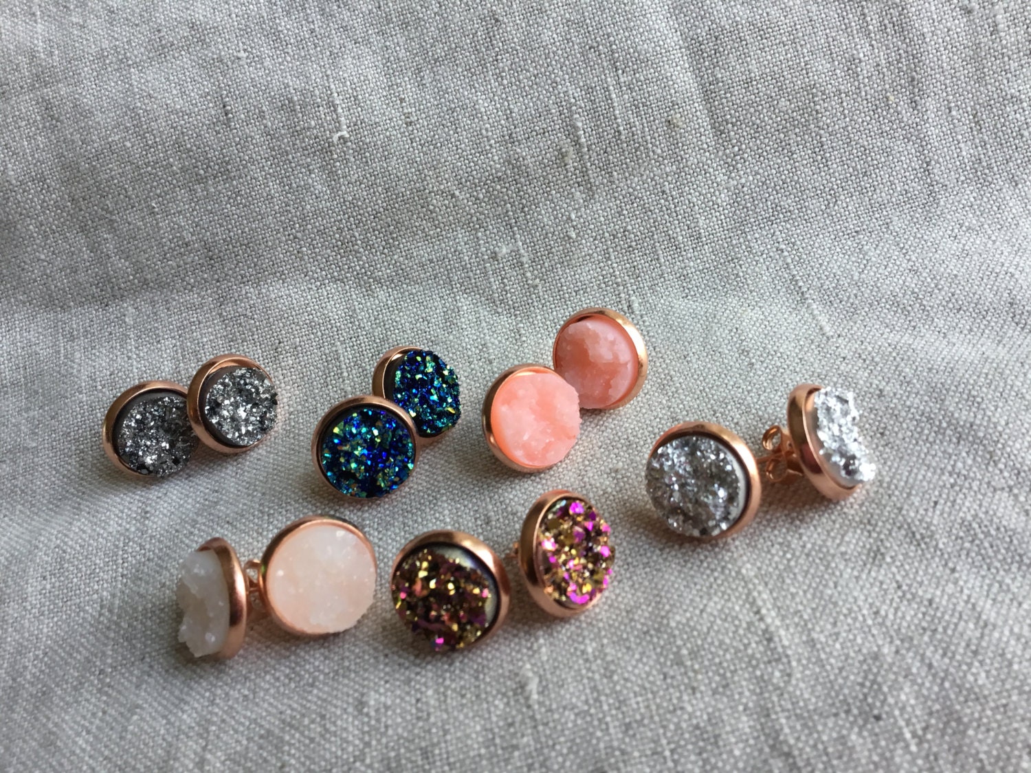 Rose gold Druzy earrings Faux Druzy stud earrings by ...