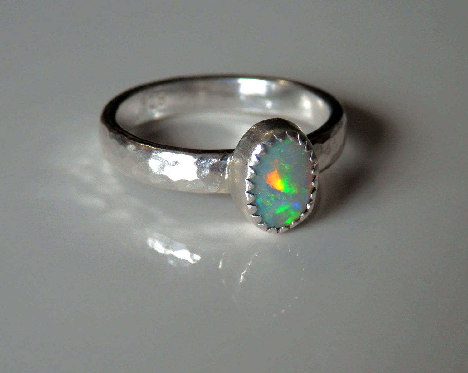 Australian opal ring / sterling and opal ring / by EmmyBean