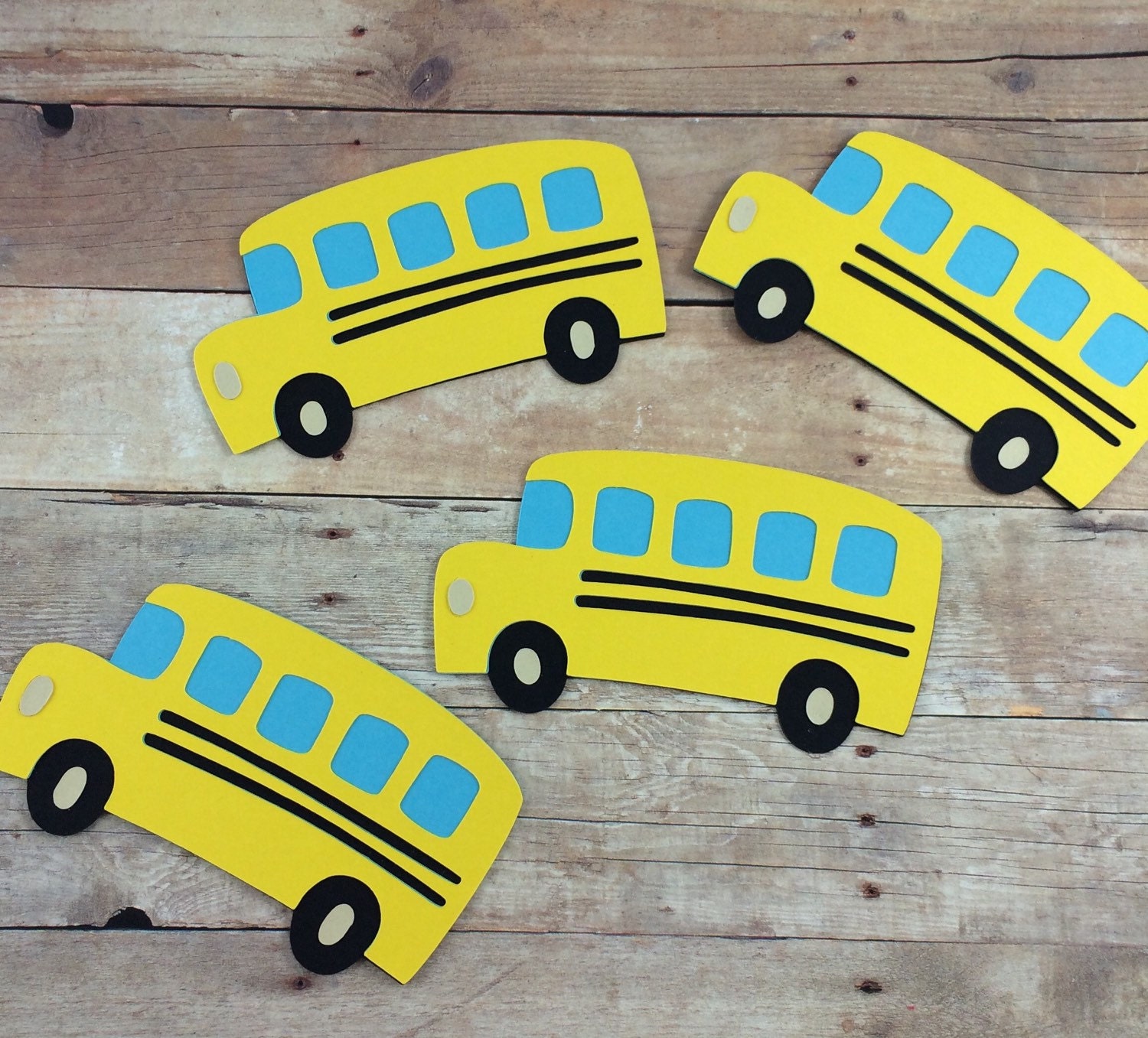 4 School Bus Die Cuts Scrapbook Die Cut by SweetPaperSentiments