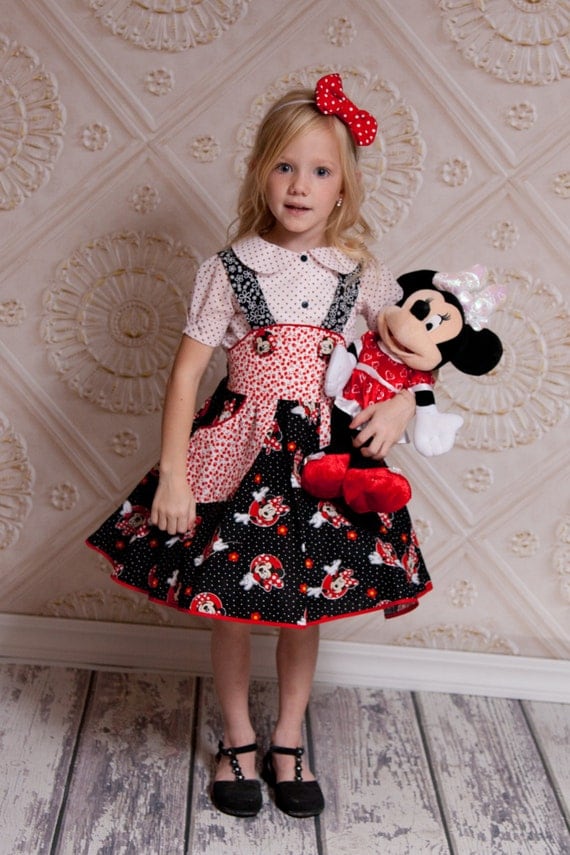 Minnie Mouse Birthday Outfit - Little Girls Outfit - Girls Skater Skirt - Disney Birthday - Birthday Dress - Photo Prop - Sizes 2T to 10 yrs