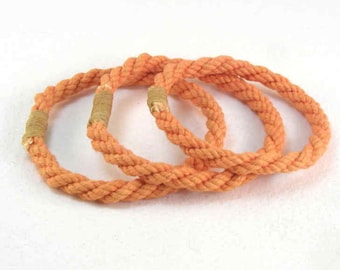 tangerine orange rope bracelets twisted cord style soft bangles hand dyed cotton rope jewelry 1919