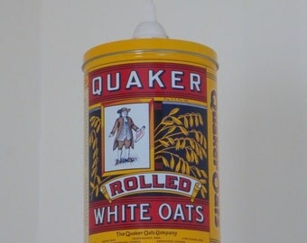 Yellow Quaker Oats printed tin plug-in pendant light