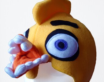 Crazy Chicken Hat. Chica, FNAF inspired. Scary Yellow Bird, Horror Video Game.