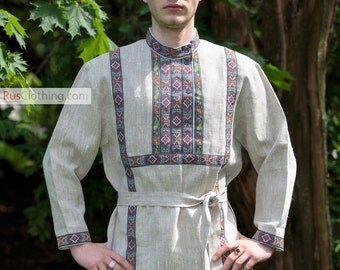 Cossack shirt, Russia shirt, traditional attire, gypsy shirt, ukraine shirt, long sleeve shirt, linen shirt for men, russian fashion