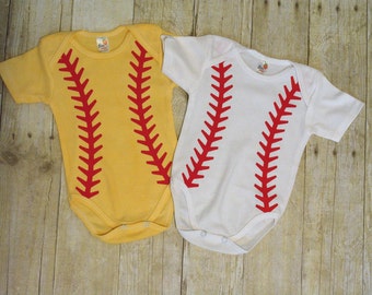 Softball yellow Onesie bodysuit
