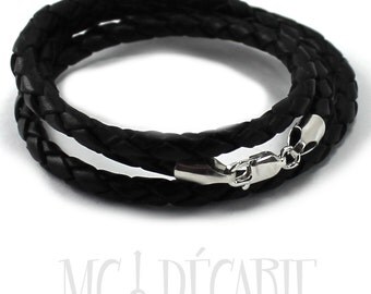 Leather rope necklace, 4mm braided rope necklace, only the necklace is included, black leather necklace, brown, green, blue or any color