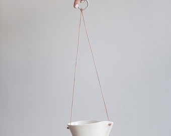 Tapered Porcelain Hanging Planter With Drainage