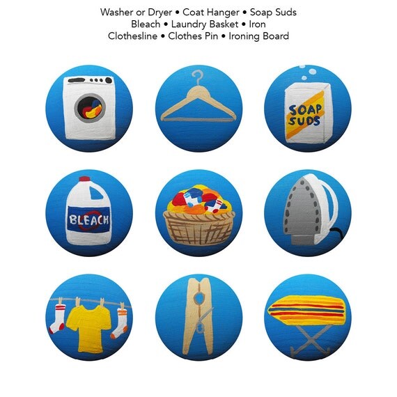 Hand Painted Knobs Laundry Mud Room Theme or by Coolisart