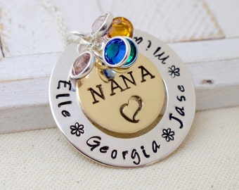 Nana Necklace, Grandma Necklace, Grandmothers Necklace, Personalized Necklace for Grandma, Gift for Nana, Grandma Family Brithstone Necklace