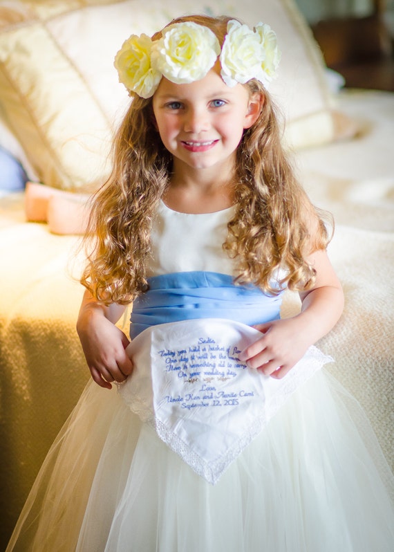Embroidered Wedding Hankerchief, Flower Girl, Gift, By Canyon ...