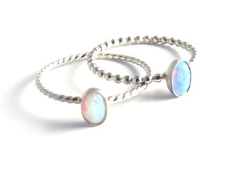 Opal Ring, Opal stacking ring, October birthstone ring, libra ring, silver stacking ring, birthstone ring, october ring, scorpio ring