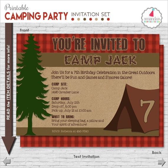 Camping Party Invitation | Camping Birthday Invitation | Camping Printable Invitation | Campout Invitation | Amanda's Parties To Go Il_570xn