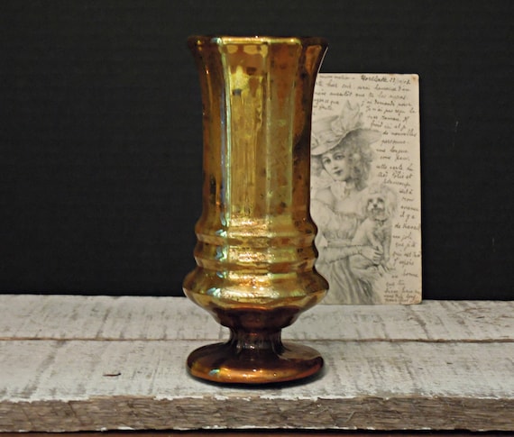 Vintage Gold Glass Vase 3