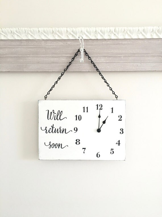 Business Sign Will Return Clock Sign Store Hour Sign Custom