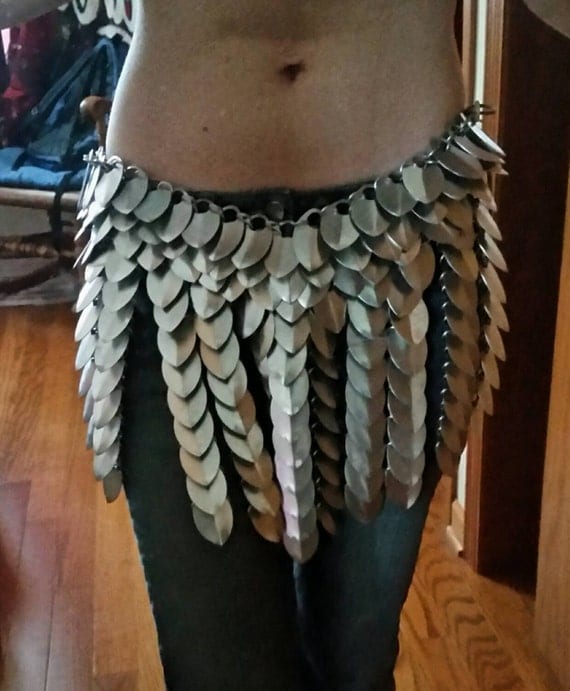 Items similar to Scale Mail Skirt, warrior skirt, bellydancing costume ...