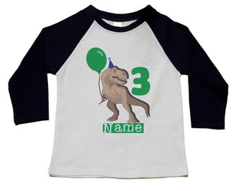 Dinosaur Birthday Shirt - 3rd Birthday T-Shirt (use your child's age or any number) - Dinosaur Birthday Party - Personalized T-Rex Shirts