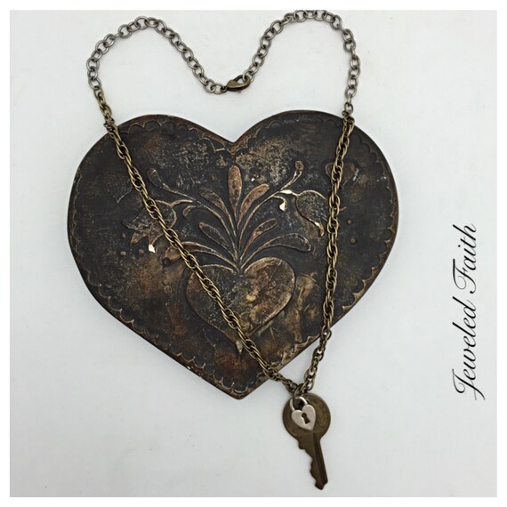 Items similar to Key Necklace Heart Padlock Necklace Lock Necklace