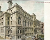 Boston Court House 1906 - 1907 Vintage Undivided Back Postcard Historical Site Horse and Buggy