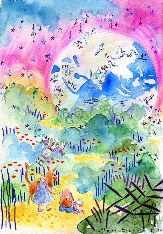 Items similar to Custom Watercolor Painting. Kids illustration