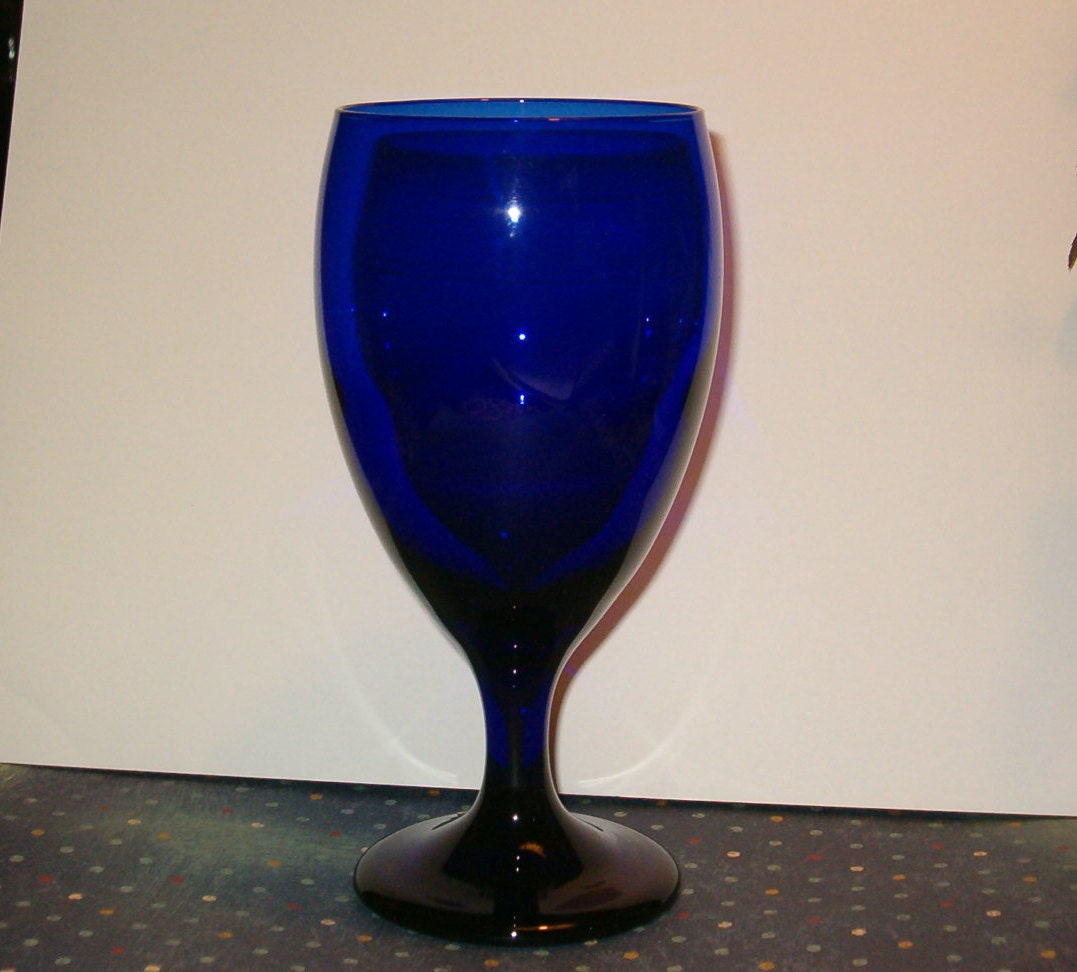 Deep Cobalt Blue Wine Glasses Set Of 4 Smooth Design 7
