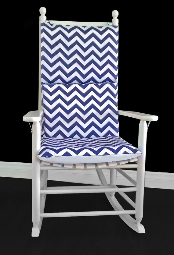 Rocking Chair Cushion Cover Navy Blue White by RockinCushions