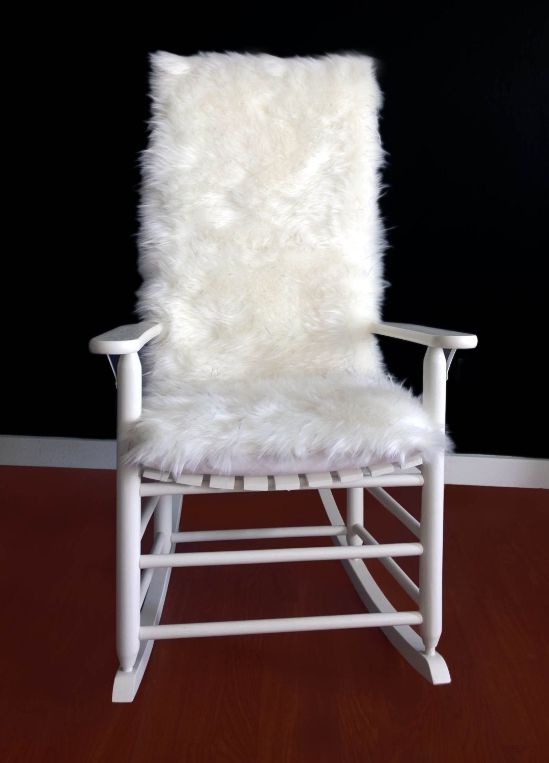 Rocking Chair Cushion White Black Speckled Fur