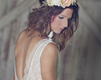 Spring Flower Crown - Bridal Flower Halo - Summer Wedding - Photo Prop - Wedding Crown - Floral Hairpiece - Bride