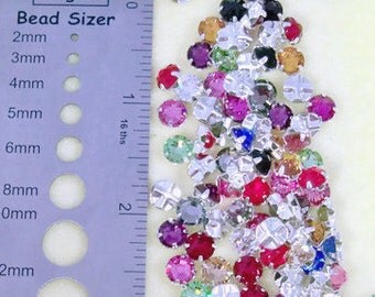 24 Swarovski Crystal Montees 6mm 4 way Rhinestone Beads SS30 Silver Plated 53103 Assorted Colors 24 pcs