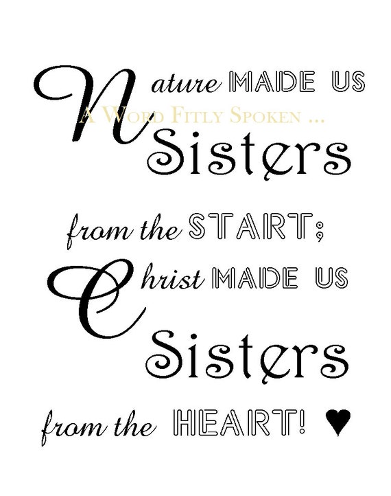 DIGITAL Printable Sisters from the Heart Poem by AWordFitlySpoken