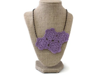 Crochet Necklace - Crochet Jewelry - Purple Necklace - Vegan Necklace - Bib Necklace - Statement Necklace - Necklace - Doily