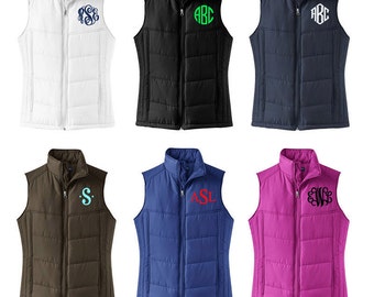 Monogrammed Puffy Vest - Quilted Monogrammed Vest - Women's Preppy Monogram Puffy Vest - Monomgram Women's Vest - Monogrammed Puffy Coat